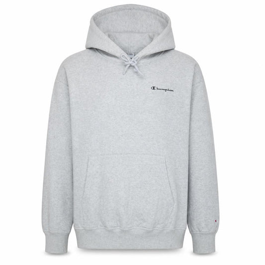 Front view of Champion Men's Grey 2XL Pullover Hoodie Fleece Logo Sweatshirt