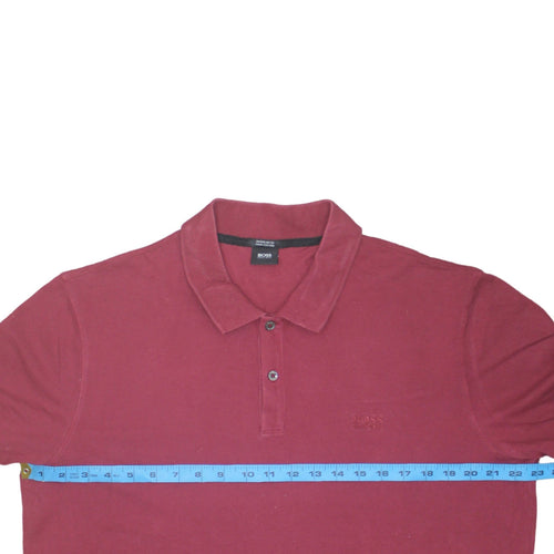 Hugo Boss Men's Red Pima Cotton Regular Fit Polo Shirt 2XL