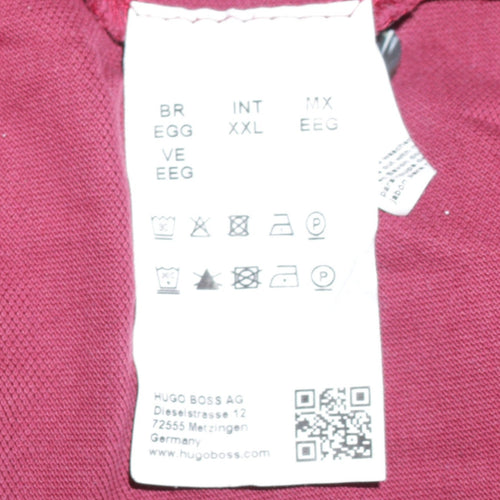 Hugo Boss Men's Red Pima Cotton Regular Fit Polo Shirt 2XL