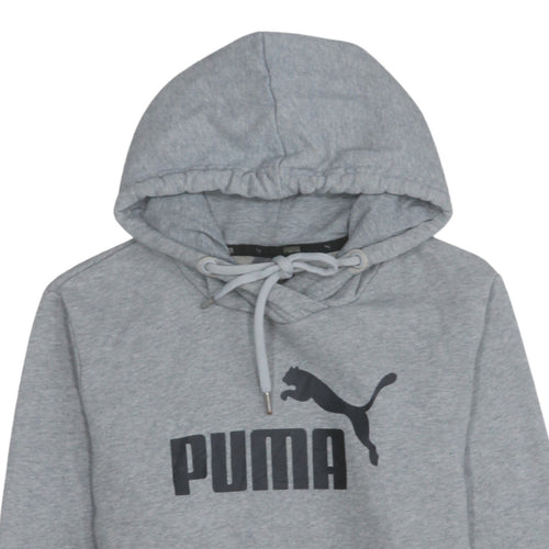 Puma Women Grey Logo Pullover Hoodie Size 16 XL Casual Sportswear