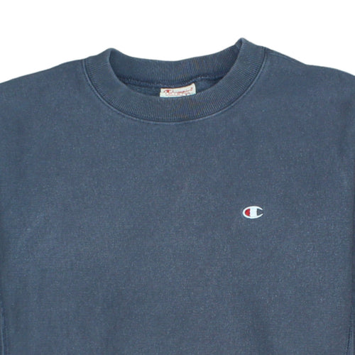 Champion Men's Blue Reverse Weave Sweatshirt Small Classic Crew Neck