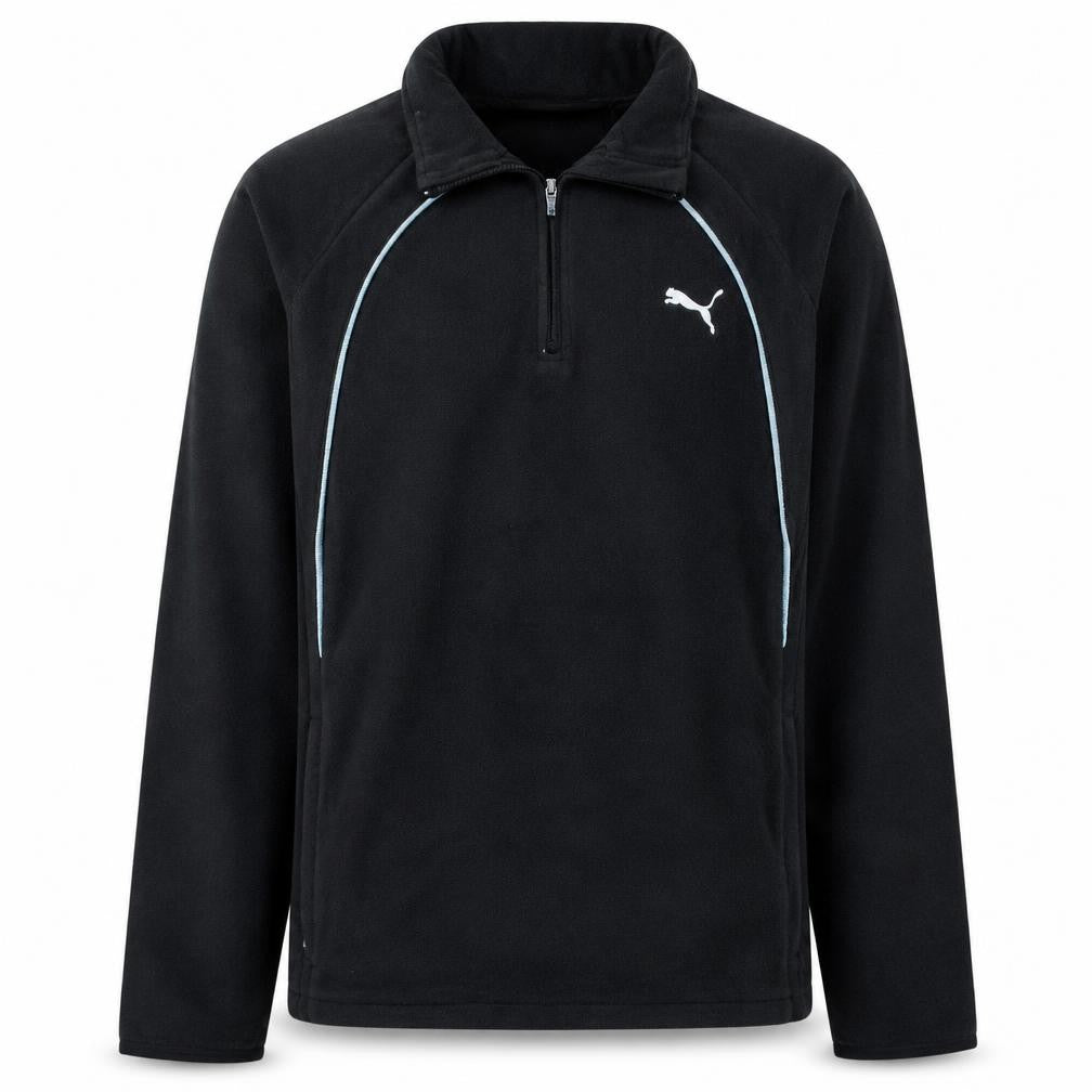 Front view of Puma Men’s Black Fleece 1/2 Zip Pullover Sweatshirt S