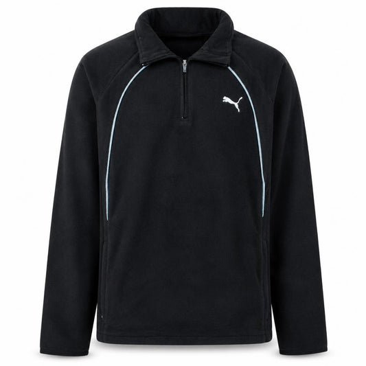 Front view of Puma Men’s Black Fleece 1/2 Zip Pullover Sweatshirt S