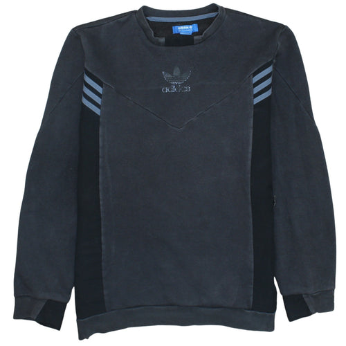 Adidas Men Black Crew Neck Long Sleeve Pullover Sweatshirt L