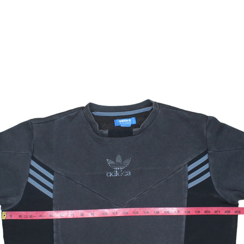 Adidas Men Black Crew Neck Long Sleeve Pullover Sweatshirt L