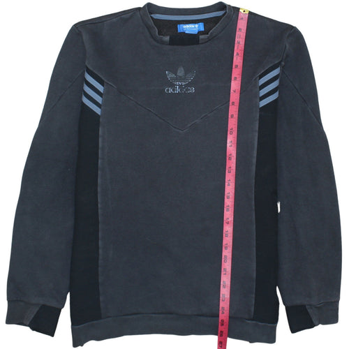 Adidas Men Black Crew Neck Long Sleeve Pullover Sweatshirt L