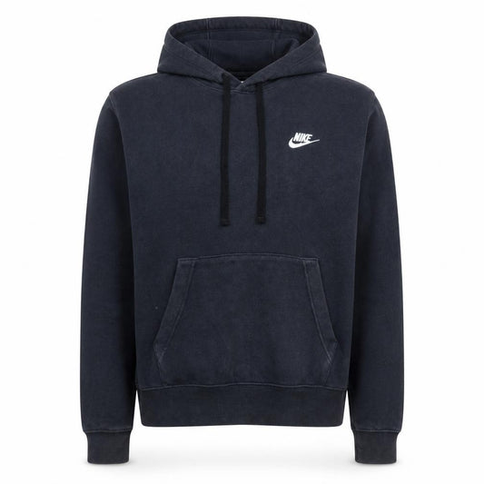 Front view of Nike men’s black xs pullover hoodie fleece sweatshirt logo athletic
