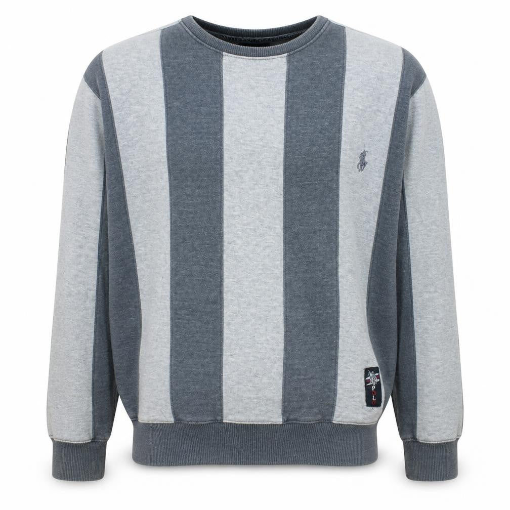 U.S. Polo Assn. Men's Grey Striped Crew Neck Sweatshirt M Regular Fit