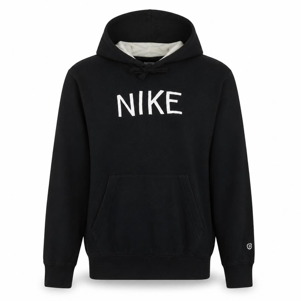Front view of Nike Men's Black Small Pullover Hoodie with Embroidered Logo