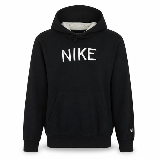 Front view of Nike Men's Black Small Pullover Hoodie with Embroidered Logo