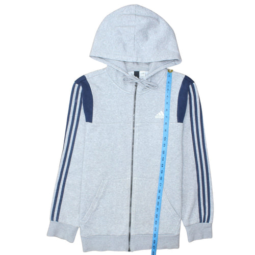 Adidas Men Grey Full Zip Hoodie M Classic Sports Style
