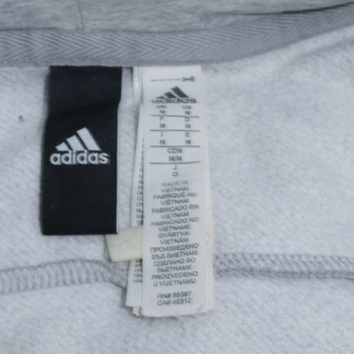 Adidas Men Grey Full Zip Hoodie M Classic Sports Style