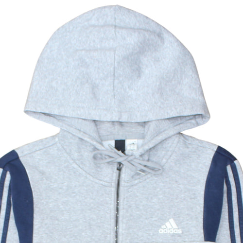 Adidas Men Grey Full Zip Hoodie M Classic Sports Style