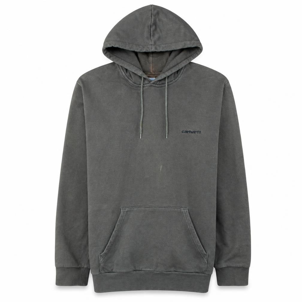Front view of Carhartt Men's Grey Pullover Hoodie, size M, Regular Fit