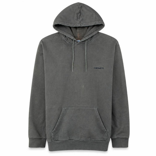 Front view of Carhartt Men's Grey Pullover Hoodie, size M, Regular Fit