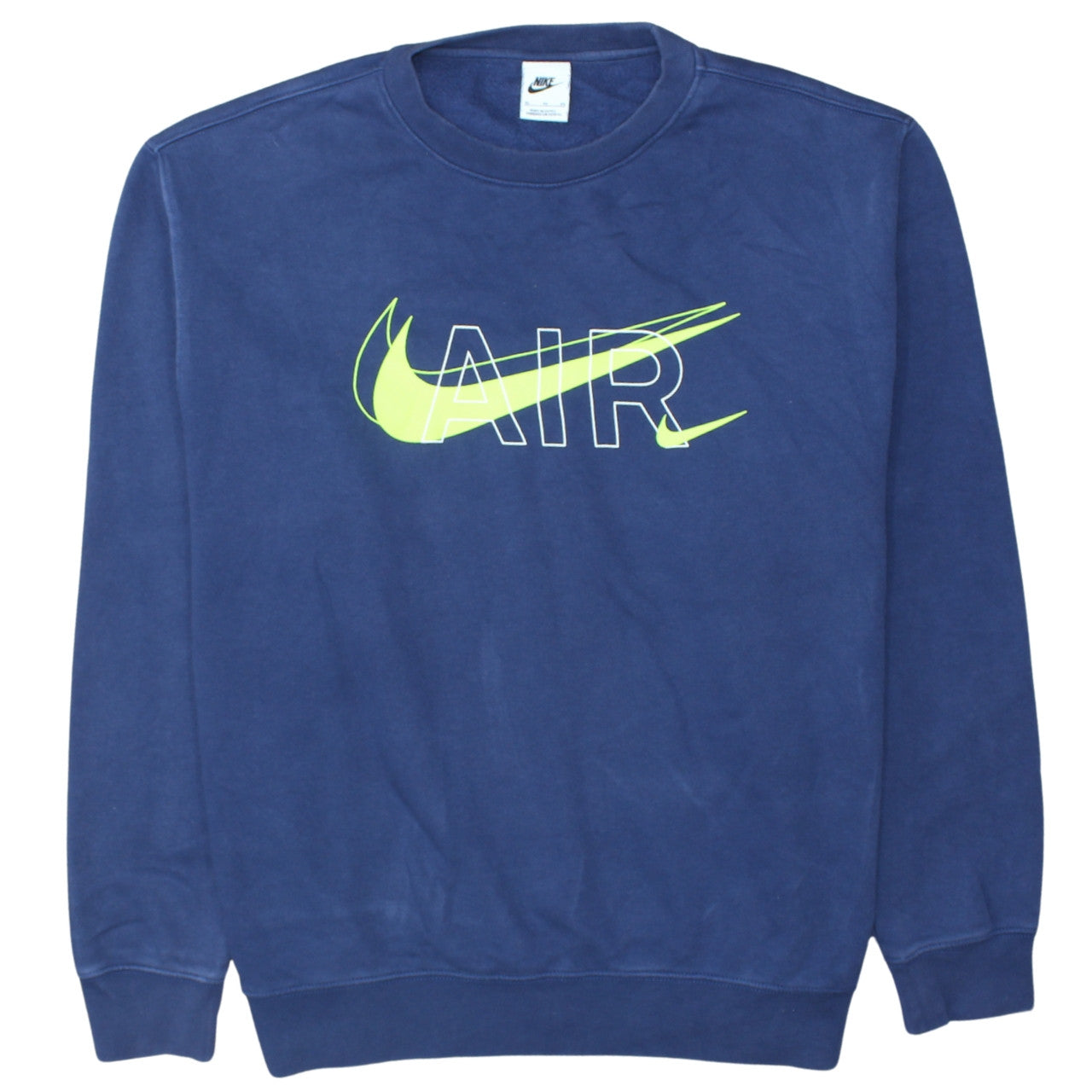 Nike Men's Blue AIR Logo Crew Neck Pullover Sweatshirt XL