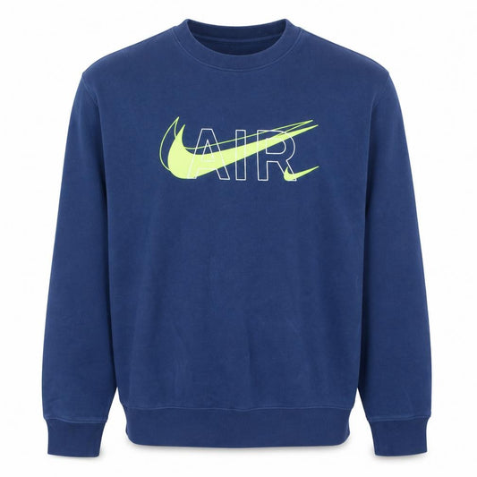 Front view of Nike Men's Blue AIR Logo Crew Neck Pullover Sweatshirt XL