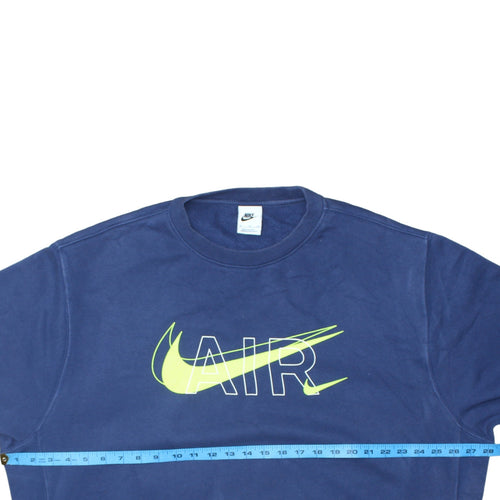 Nike Men's Blue AIR Logo Crew Neck Pullover Sweatshirt XL