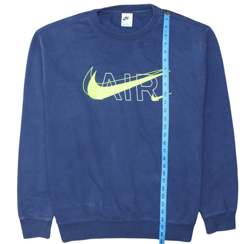 Nike Men's Blue AIR Logo Crew Neck Pullover Sweatshirt XL