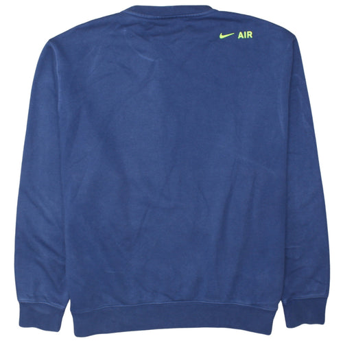 Nike Men's Blue AIR Logo Crew Neck Pullover Sweatshirt XL