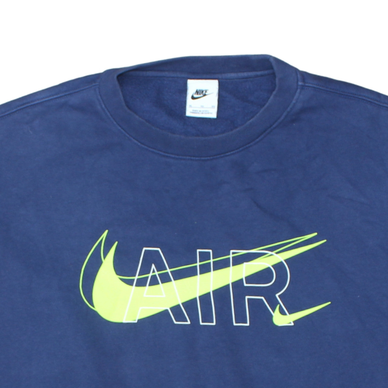 Nike Men's Blue AIR Logo Crew Neck Pullover Sweatshirt XL
