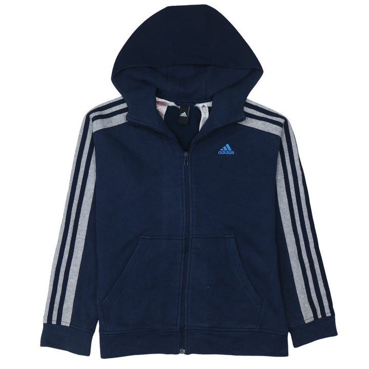 Adidas Boys Navy Blue Full Zip Hoodie Size 11-12 Years Cotton Blend