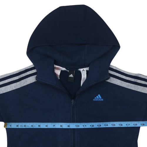 Adidas Boys Navy Blue Full Zip Hoodie Size 11-12 Years Cotton Blend