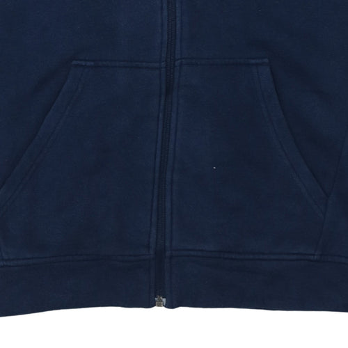 Adidas Boys Navy Blue Full Zip Hoodie Size 11-12 Years Cotton Blend