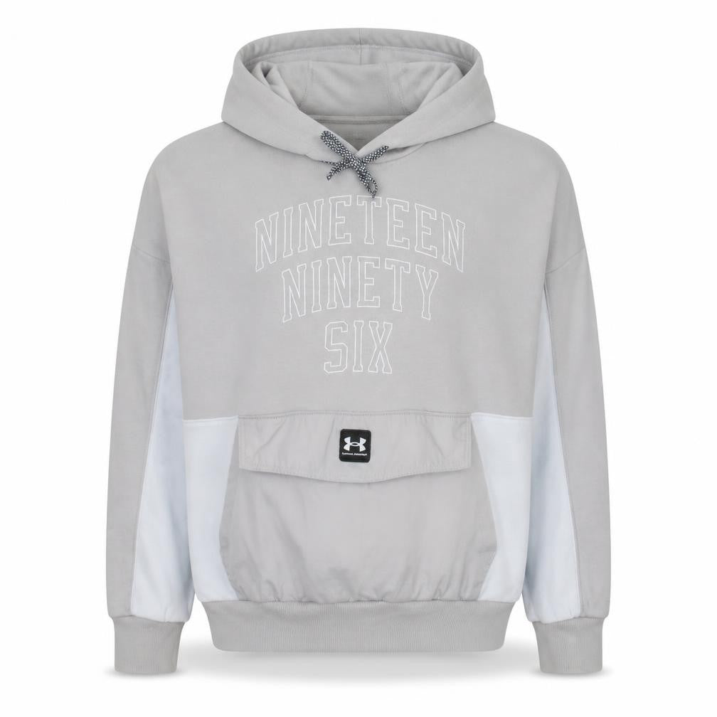 Front view of Under Armour Men's Beige Hooded Pullover Graphic Sweatshirt M