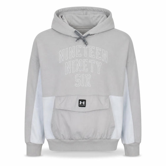 Front view of Under Armour Men's Beige Hooded Pullover Graphic Sweatshirt M