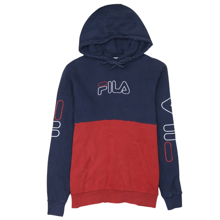 FILA Womens Navy Red Pullover Hoodie Small Hooded Logo Casual