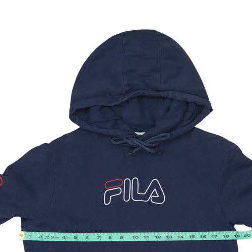 FILA Womens Navy Red Pullover Hoodie Small Hooded Logo Casual