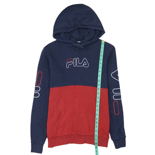 FILA Womens Navy Red Pullover Hoodie Small Hooded Logo Casual