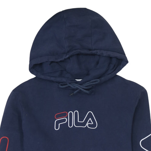 FILA Womens Navy Red Pullover Hoodie Small Hooded Logo Casual