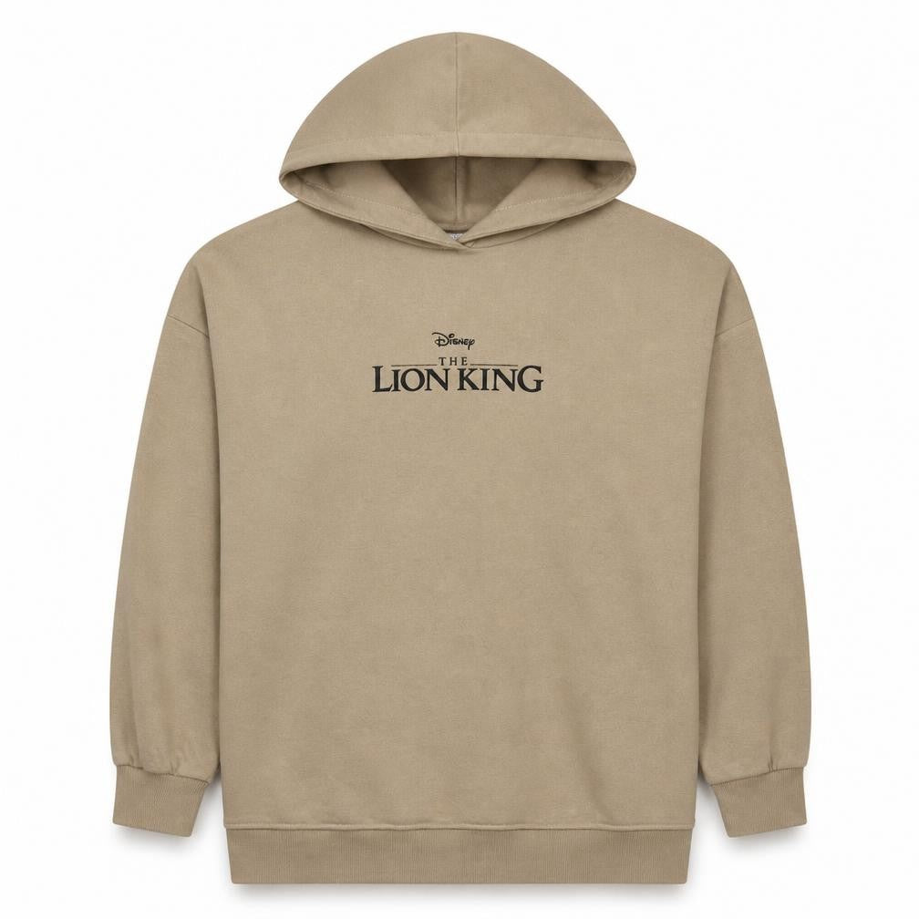 Front view of Disney Classics Women's Beige The Lion King Pullover Hoodie, size M