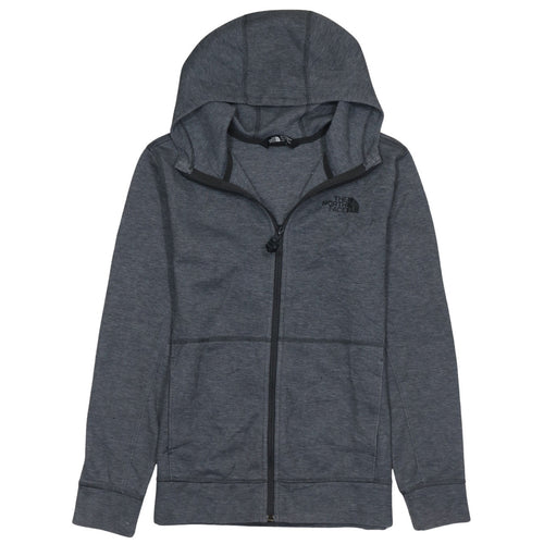 The North Face Boys Grey Full Zip Hoodie L Polyester Cotton Blend