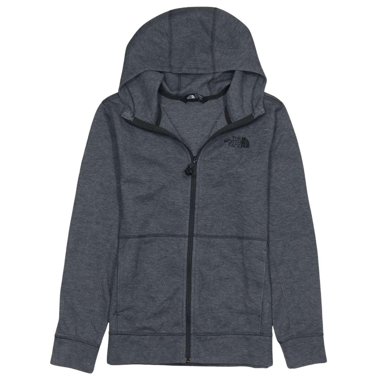 The North Face Boys Grey Full Zip Hoodie L Polyester Cotton Blend