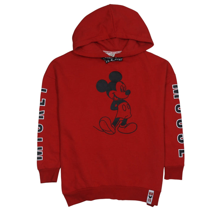 Disney Women's Red Mickey Mouse Hooded Pullover Hoodie Size 10/12