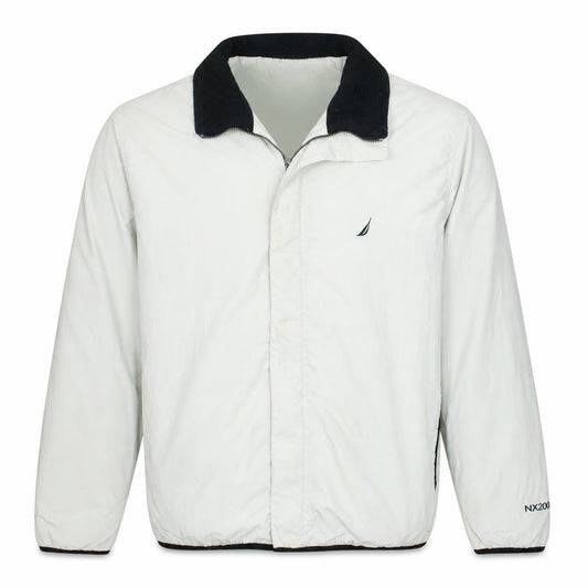 Front view of Nautica Men's White L Basic Lined Nylon Winter Jacket