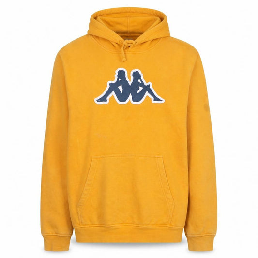 Front view of Kappa Men's Yellow Pullover Hoodie Large Sports Logo Sweatshirt