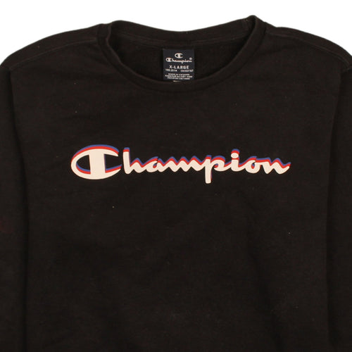 Champion Boys Black Pullover Sweatshirt 13-14 Years Logo Fleece Top