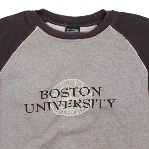 Champion Mens Grey & Black Boston University Pullover Sweatshirt L