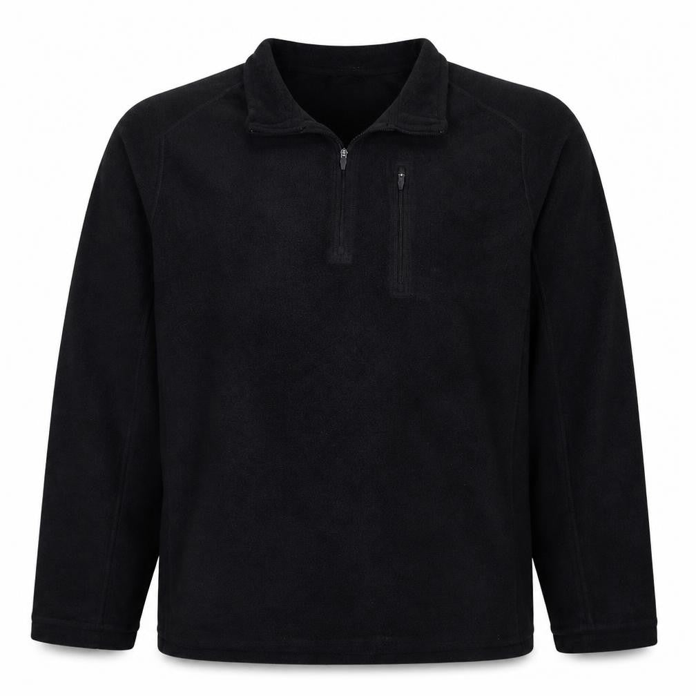 Front view of L.L.Bean Men's Black 2XL Fleece Pullover Quarter Zip Sweatshirt