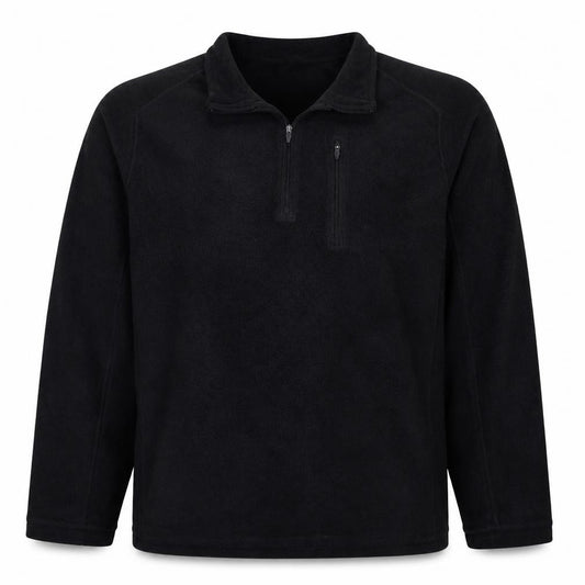 Front view of L.L.Bean Men's Black 2XL Fleece Pullover Quarter Zip Sweatshirt