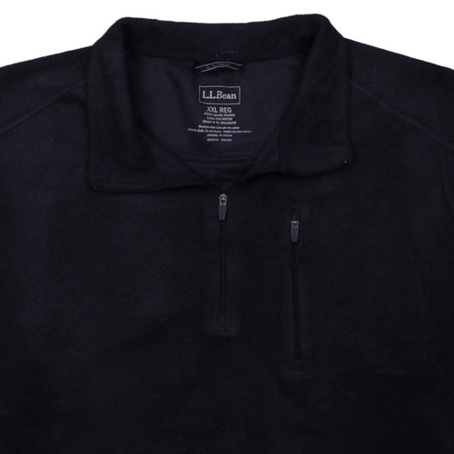 L.L.Bean Men's Black 2XL Fleece Pullover Quarter Zip Sweatshirt