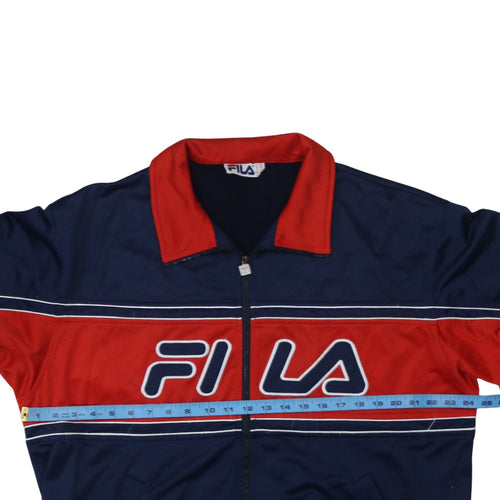 Fila Men's Blue Red Retro Track Jacket Size L Full Zip