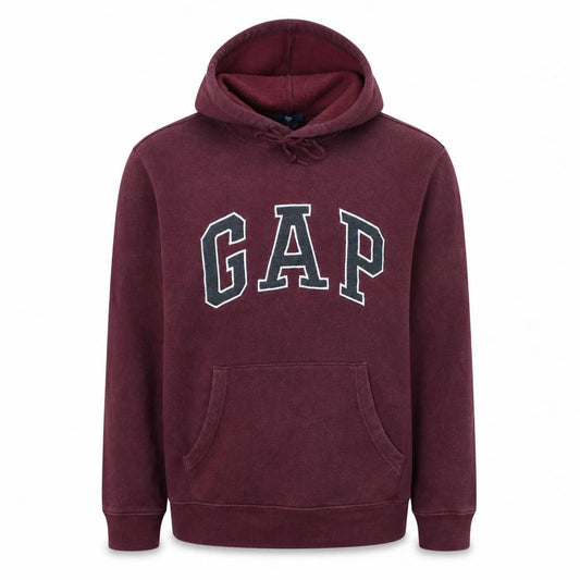Front view of Gap Men's Red Pullover Hoodie XS Fleece Regular Fit Logo