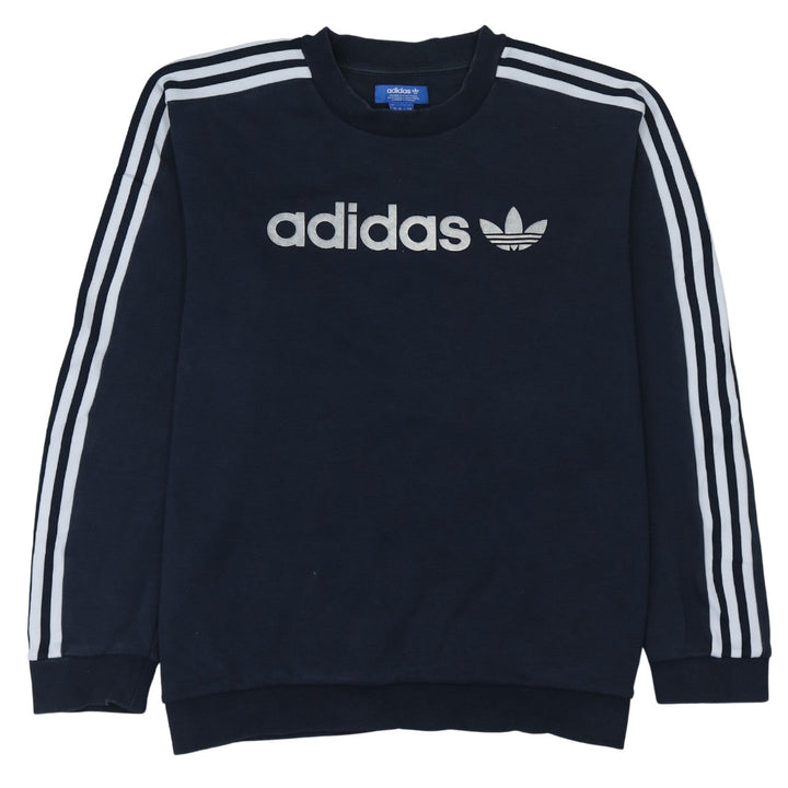 Adidas Mens Blue Crew Neck Logo Pullover Sweatshirt M