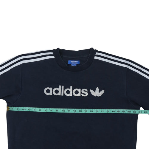 Adidas Mens Blue Crew Neck Logo Pullover Sweatshirt M
