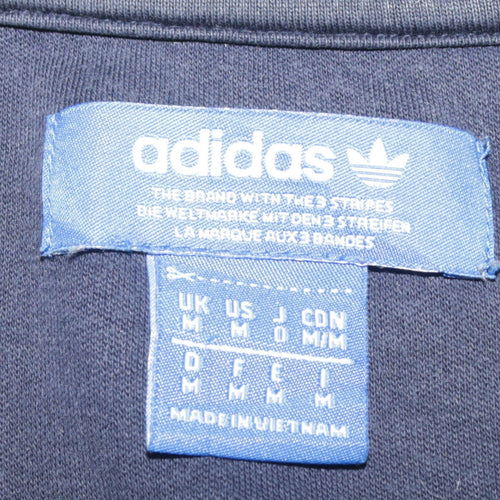 Adidas Mens Blue Crew Neck Logo Pullover Sweatshirt M